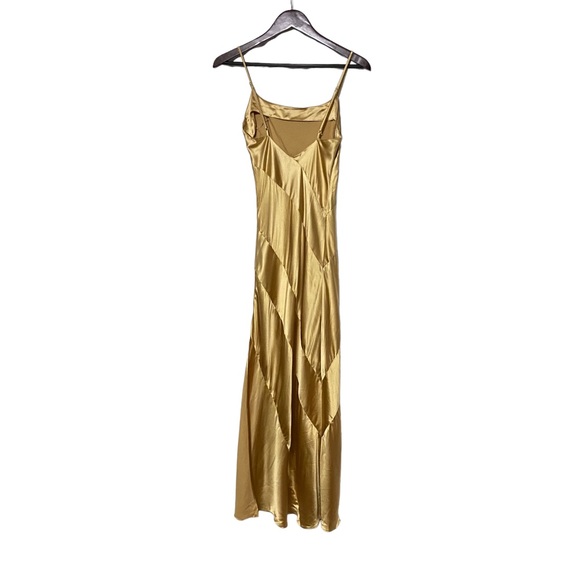 Vintage Victoria’s Secret Pure Silk Champagne Gold Rare Metallic Maxi Slip Dress - Picture 14 of 16
